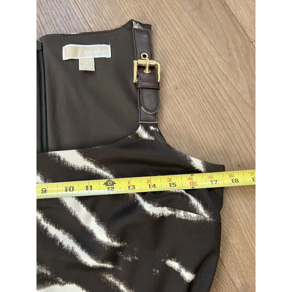 Michael Kors Zebra Print Sheath Dress Gold Buckle Detail Size M - Picture 8 of 12